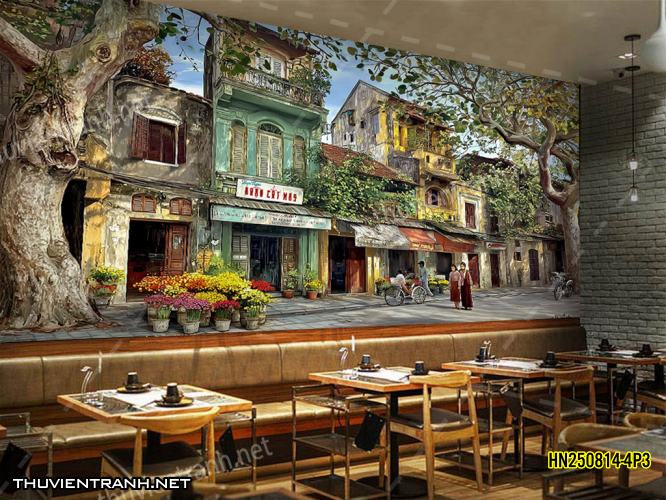 Tranh dán tường Phố cổ Hà Nội, Phố xưa - -HN250814-4P3 - Kết quả tìm kiếm tranh tường